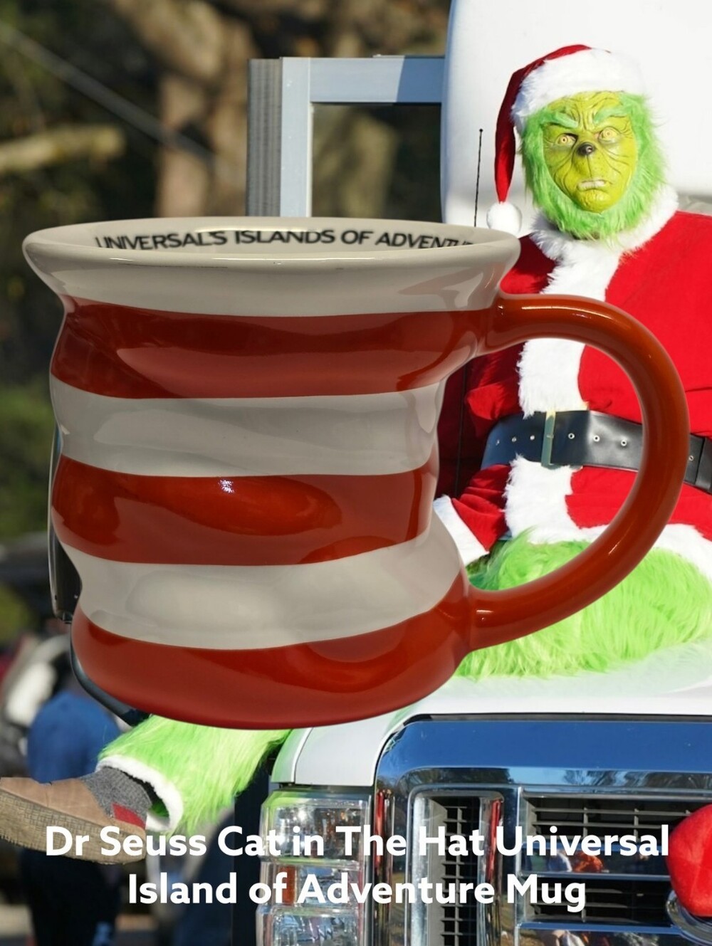 Dr Seuss Cat In The Hat Mug Coffee Cup Universal Studios Large Red White Striped